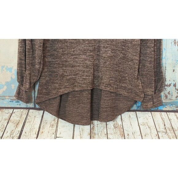 Perfect Peach Womens Size Small Heather Brown Long Sleeve Pullover Sweater Top - Picture 2 of 6